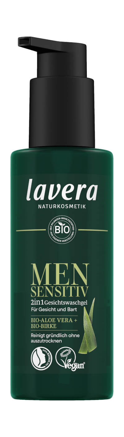 lavera Men Sensitiv 2in1 Gesichtswaschgel Bio-Aloe Vera & Bio-Birke